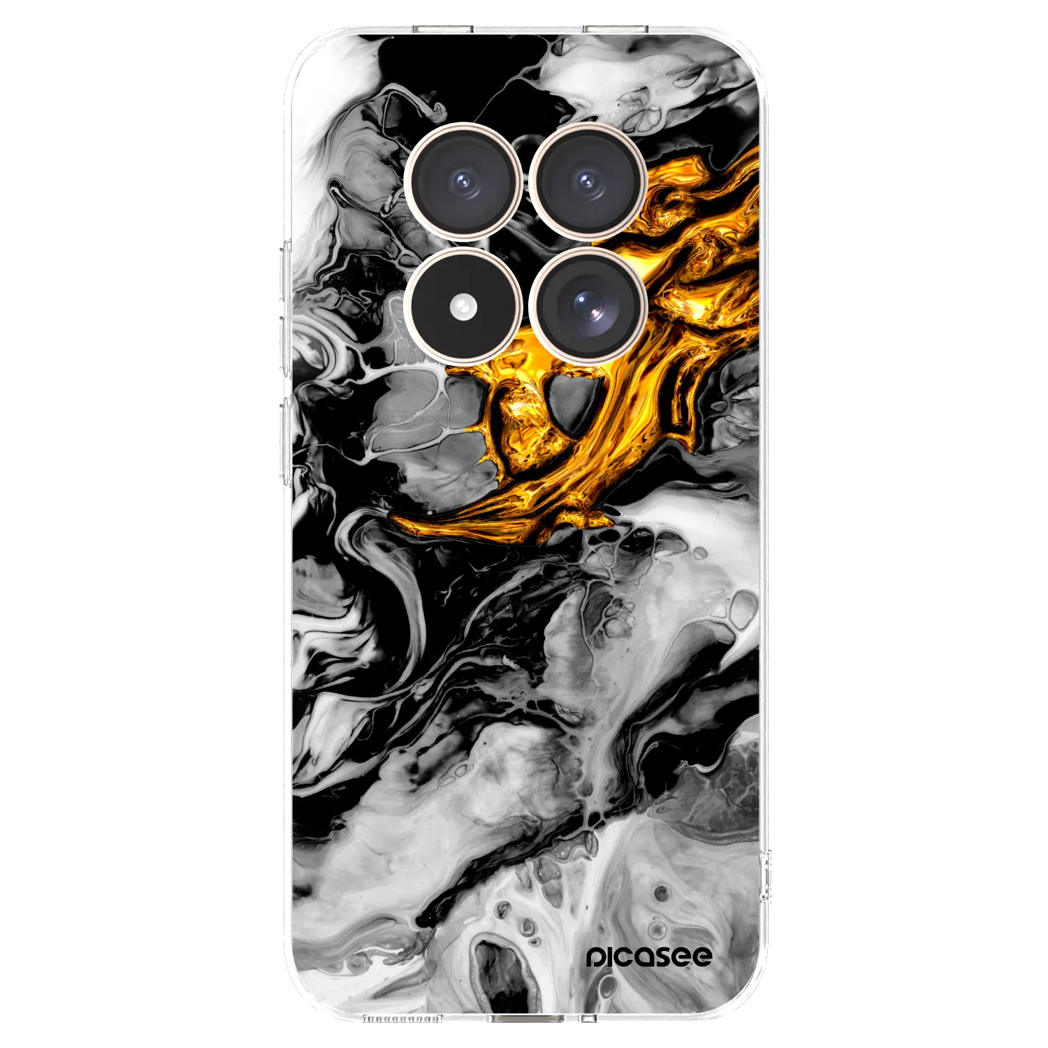 Picasee Xiaomi Redmi Note 15 Pro 4G Hülle - Transparentes Silikon - Black Gold 2