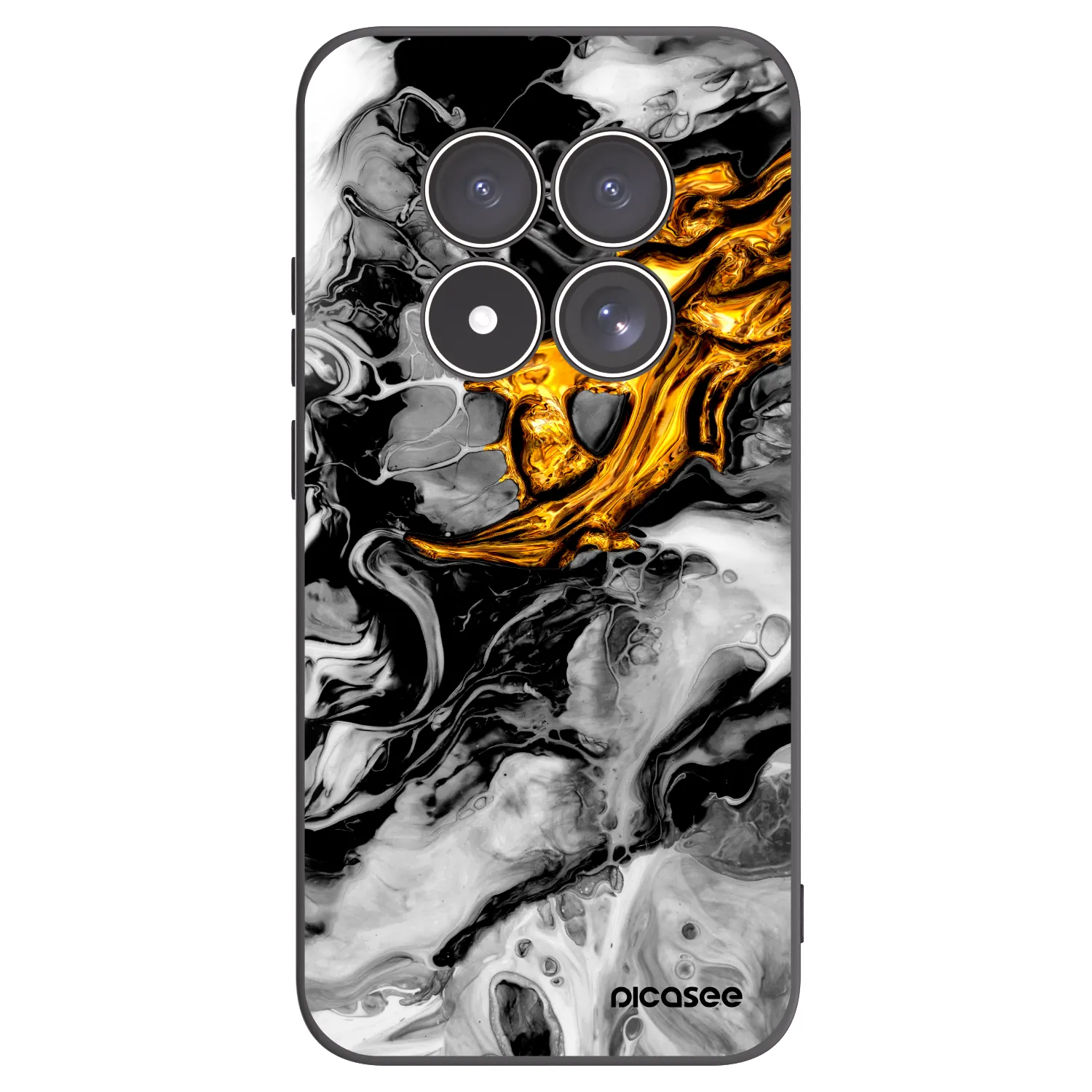 Picasee Xiaomi Redmi Note 15 Pro 5G Hülle - Schwarzes Silikon - Black Gold 2