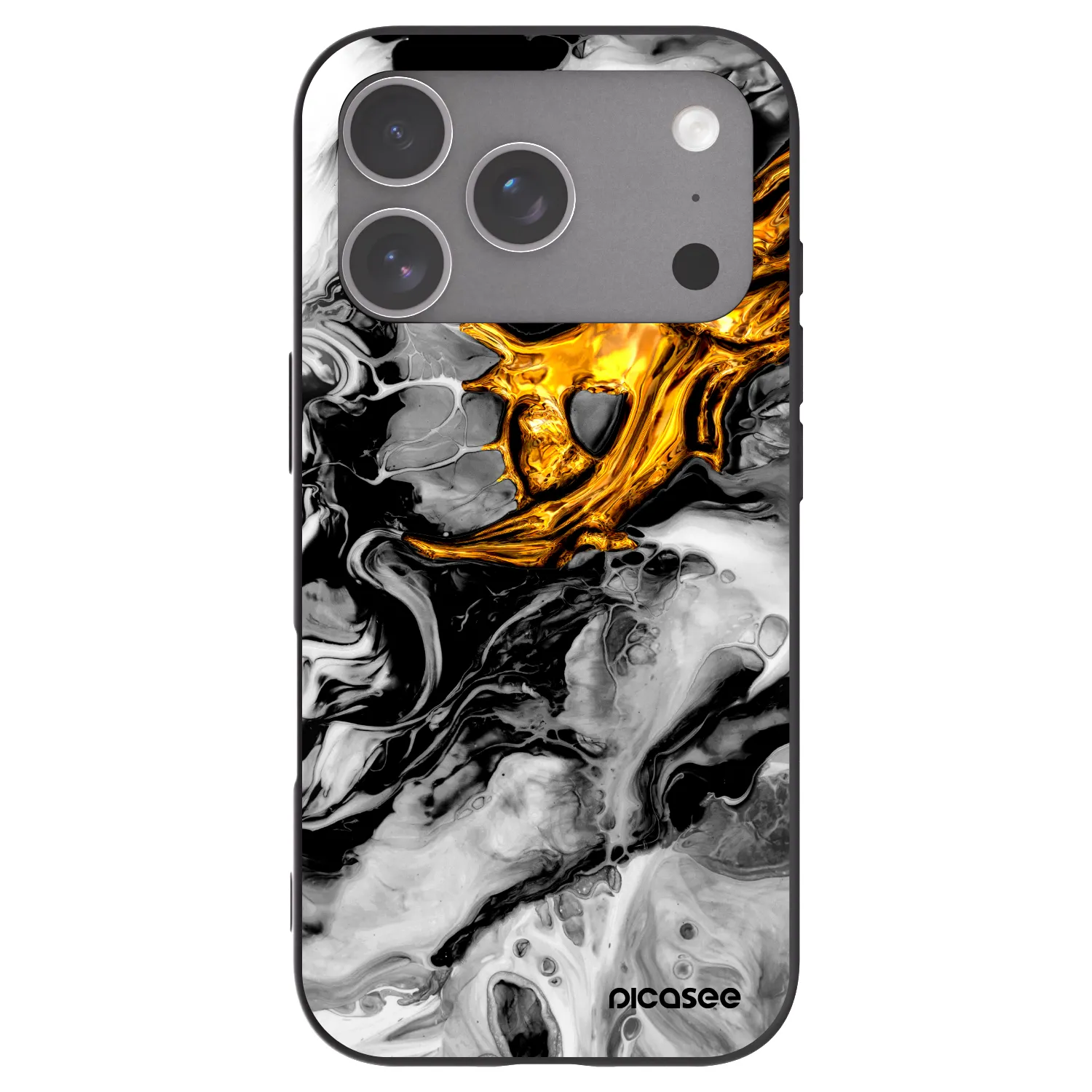 Picasee Apple iPhone 18 Pro Hülle - Schwarzes Silikon - Black Gold 2