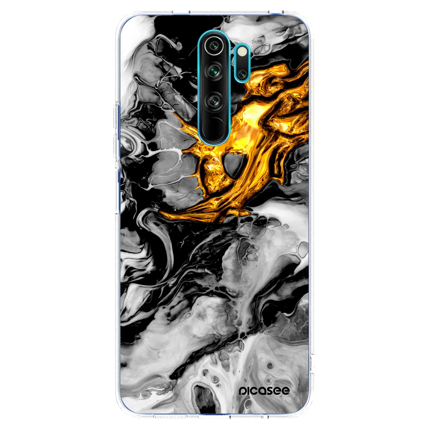 Picasee Xiaomi Redmi Note 8 Pro Hülle - Transparentes Silikon - Black Gold 2