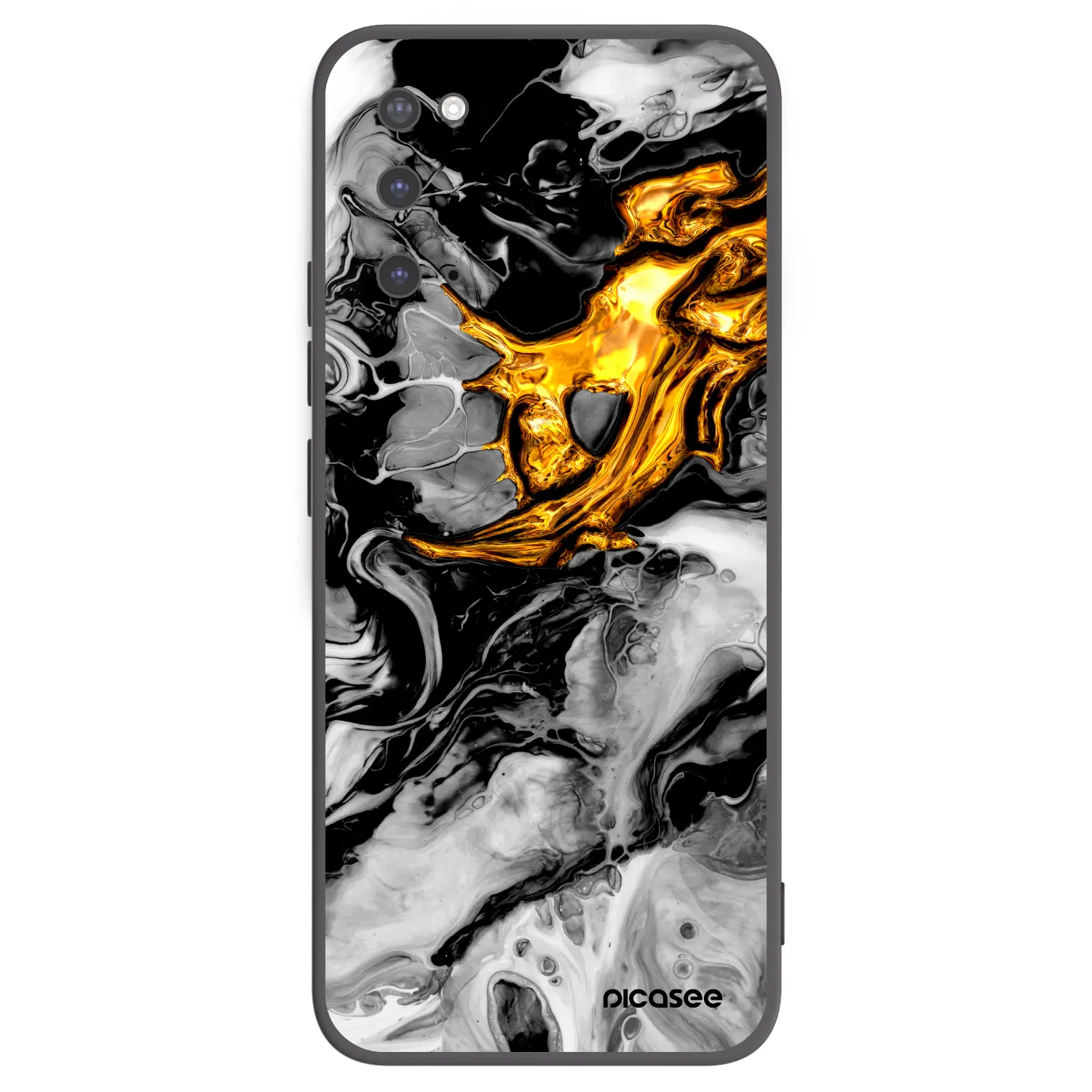 Picasee Samsung Galaxy S20 G980F Hülle - Schwarzes Silikon - Black Gold 2