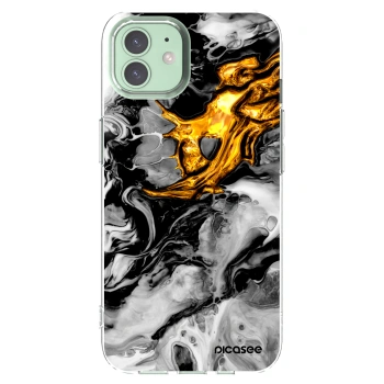 Picasee Apple iPhone 12 Hülle - Transparentes Silikon - Black Gold 2