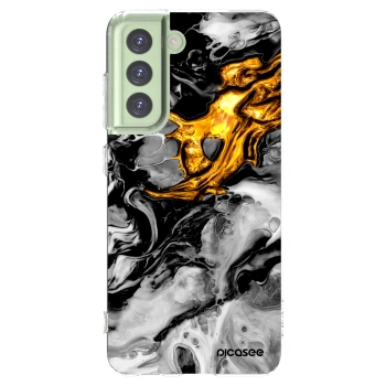 Picasee Samsung Galaxy S21 FE 5G Hülle - Transparentes Silikon - Black Gold 2