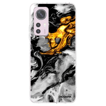 Picasee Xiaomi 12 Hülle - Transparentes Silikon - Black Gold 2