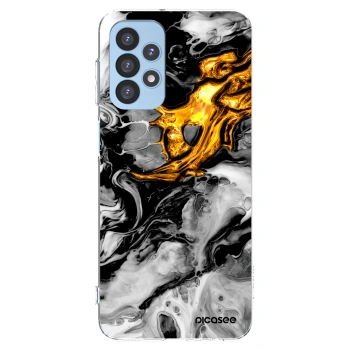 Picasee Samsung Galaxy A23 A235F 4G Hülle - Transparentes Silikon - Black Gold 2