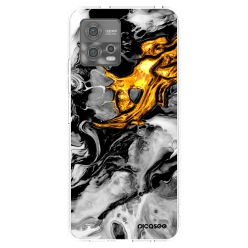 Picasee Motorola Moto G72 Hülle - Transparentes Silikon - Black Gold 2