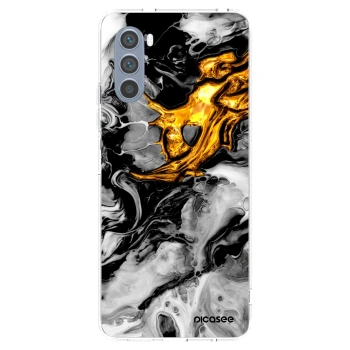 Picasee Motorola Moto G62 Hülle - Transparentes Silikon - Black Gold 2