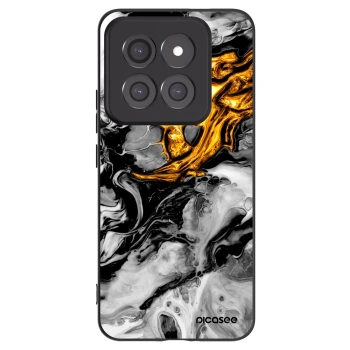 Picasee Xiaomi 14 Pro Hülle - Schwarzes Silikon - Black Gold 2