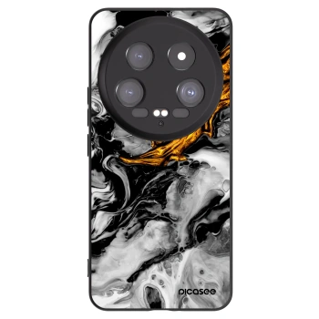 Picasee Xiaomi 14 Ultra Hülle - Schwarzes Silikon - Black Gold 2