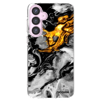Picasee Samsung Galaxy A55 5G A556B Hülle - Transparentes Silikon - Black Gold 2