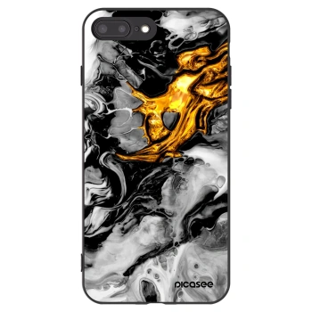 Picasee Apple iPhone 8 Plus Hülle - Schwarzes Silikon - Black Gold 2