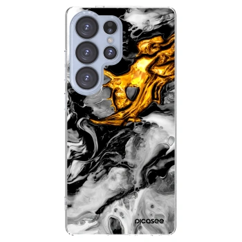 Picasee Samsung Galaxy S25 Ultra 5G Hülle - Transparentes Silikon - Black Gold 2