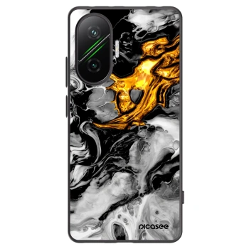 Picasee Xiaomi Poco F7 5G Hülle - Schwarzes Silikon - Black Gold 2