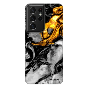 Picasee Fashion Case für Samsung Galaxy S21 Ultra 5G G998B - Black Gold 2