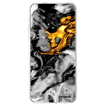 Picasee Xiaomi Redmi Note 9 Pro Hülle - Transparentes Silikon - Black Gold 2