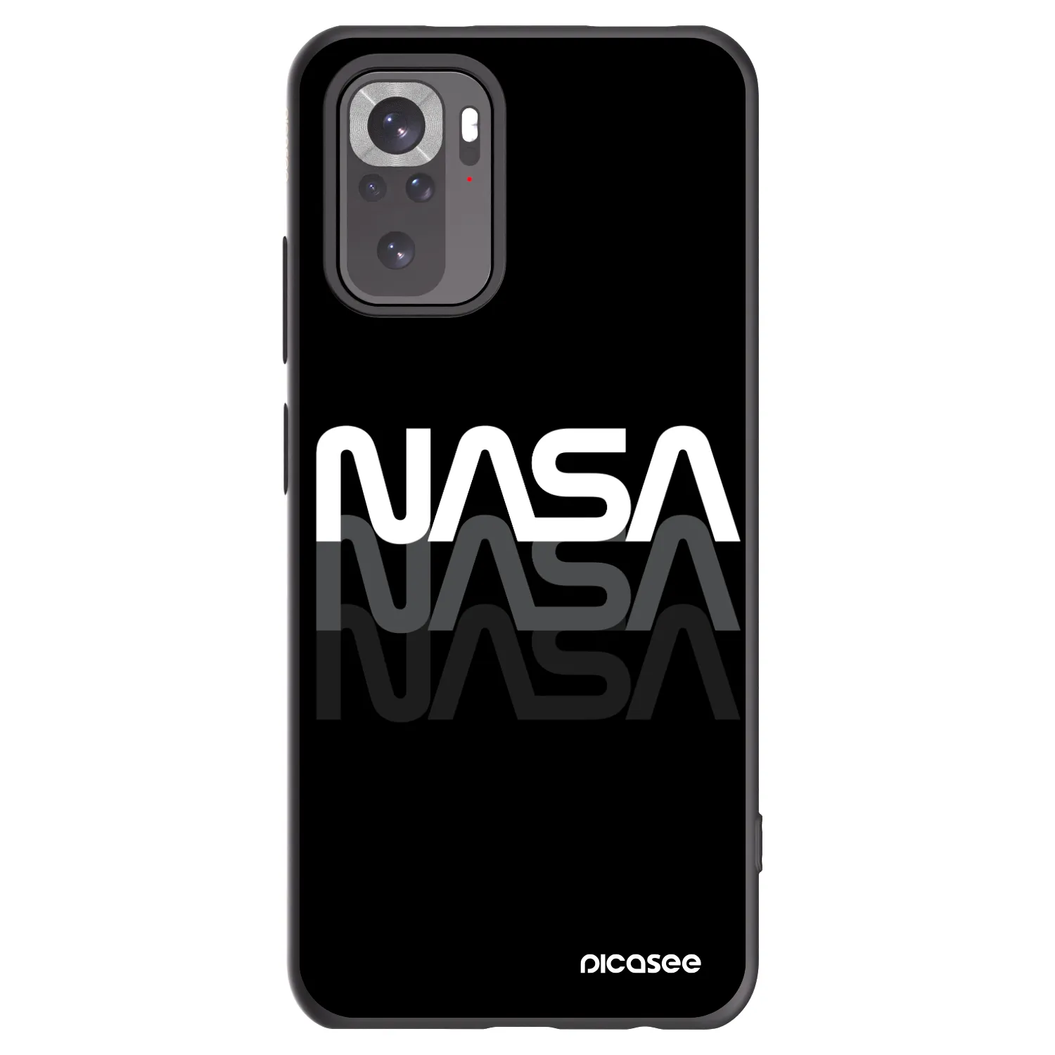 Picasee Xiaomi Redmi Note 10S Hülle - Schwarzes Silikon - NASA Triple