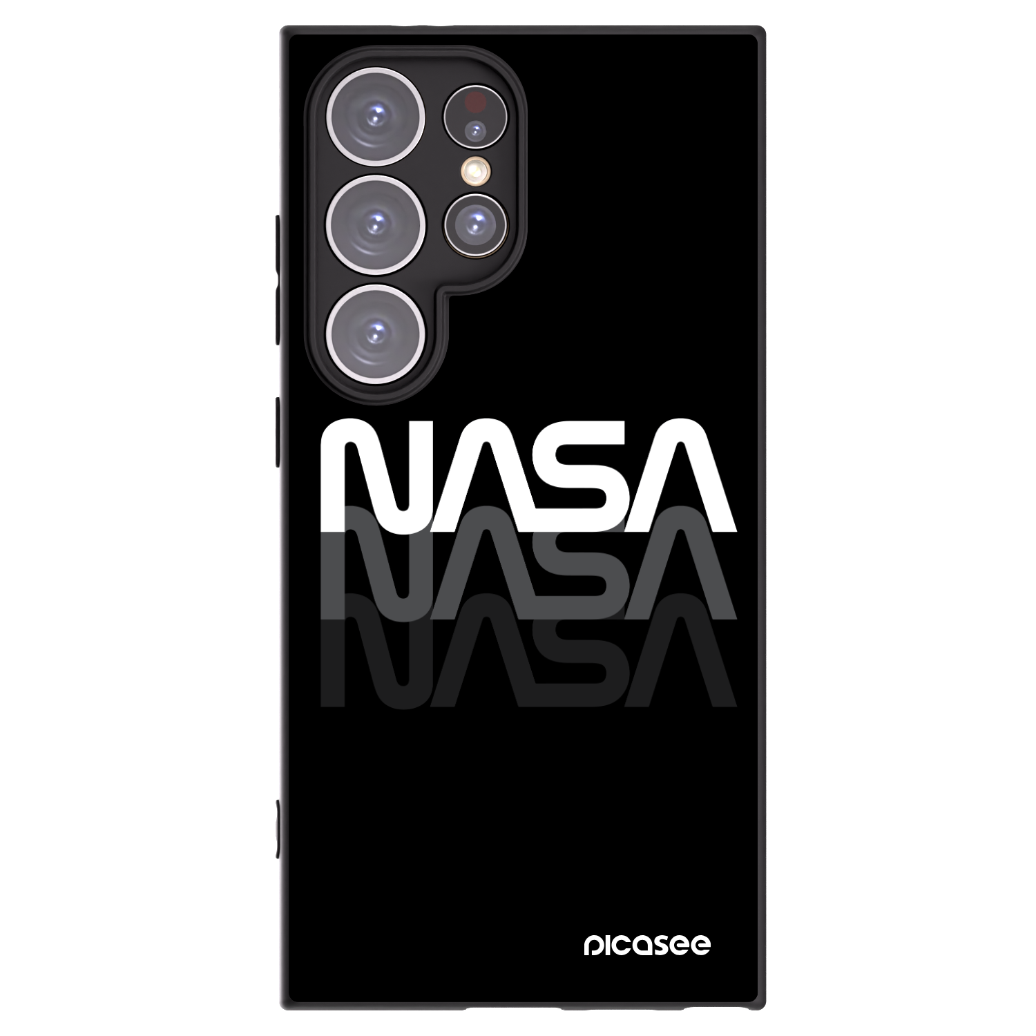 Picasee Samsung Galaxy S24 Ultra S928B 5G Hülle - Schwarzes Silikon - NASA Triple