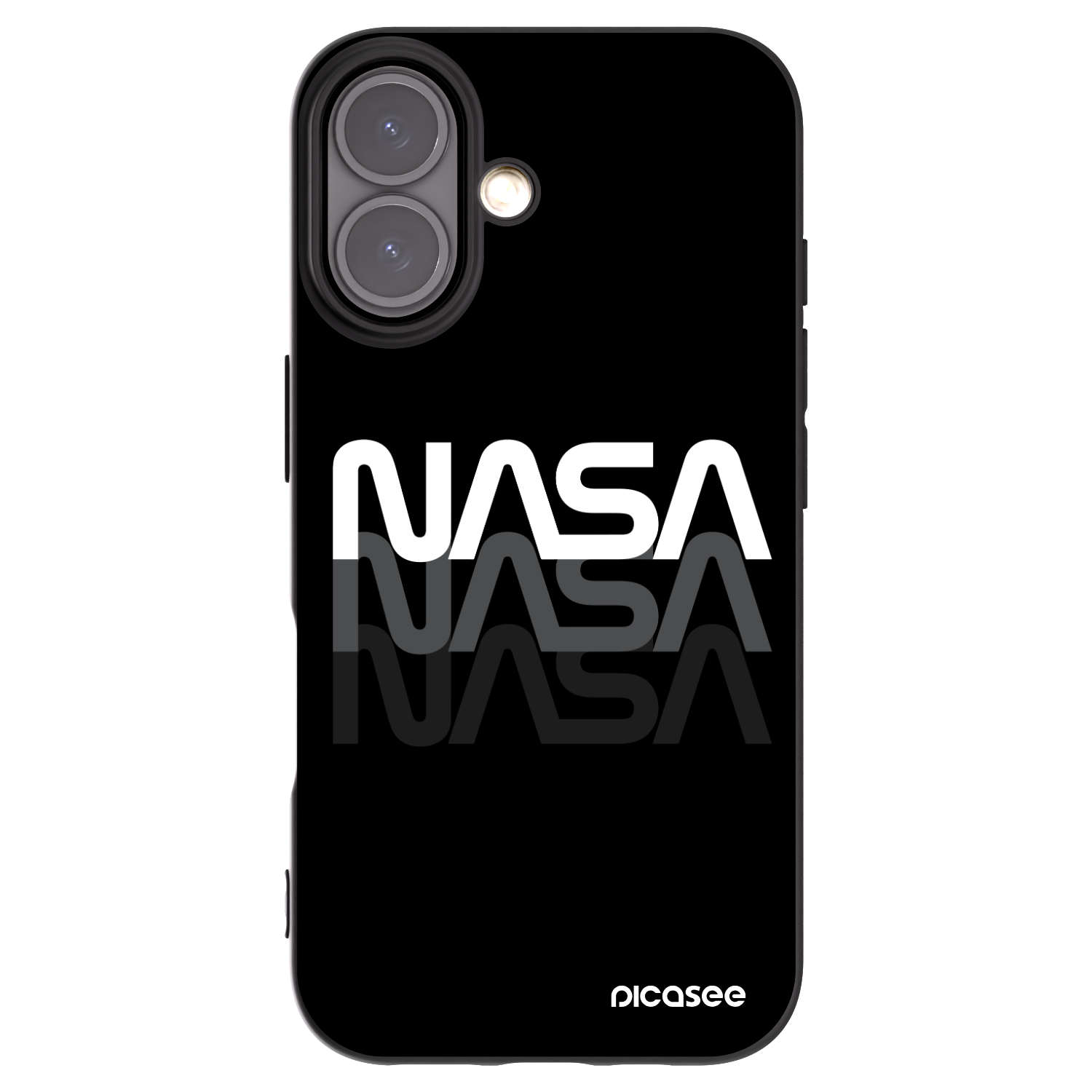 Picasee Apple iPhone 16 Hülle - Schwarzes Silikon - NASA Triple