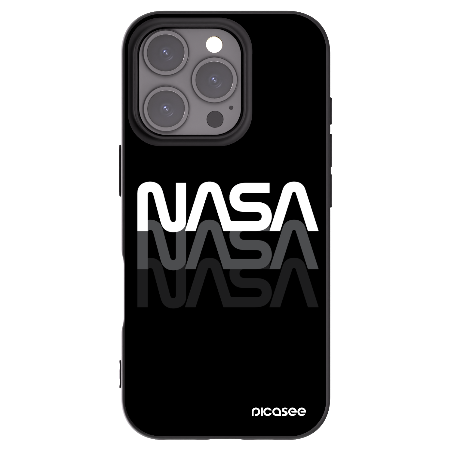 Picasee Apple iPhone 16 Pro Hülle - Schwarzes Silikon - NASA Triple