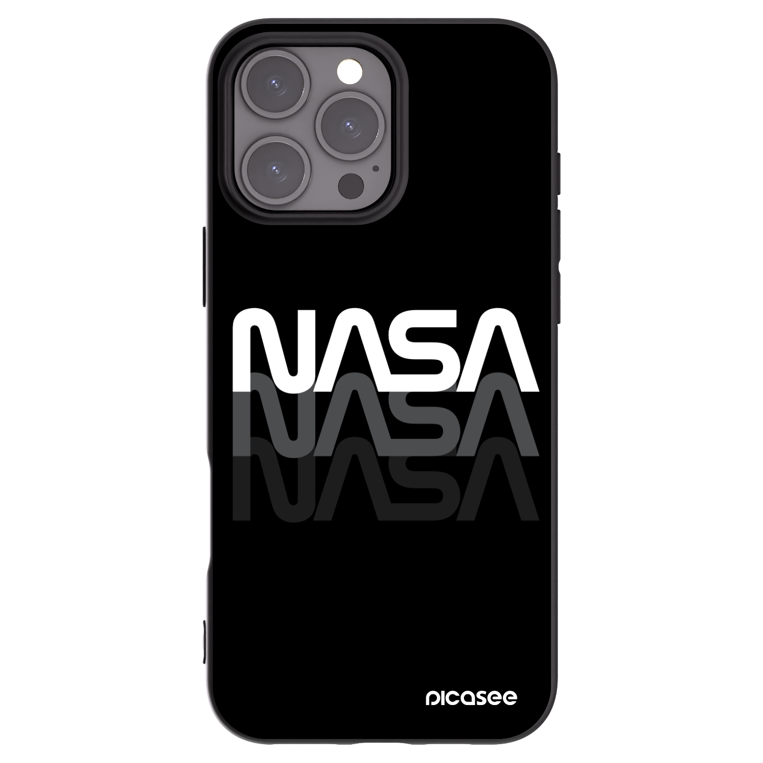 Picasee Apple iPhone 16 Pro Max Hülle - Schwarzes Silikon - NASA Triple