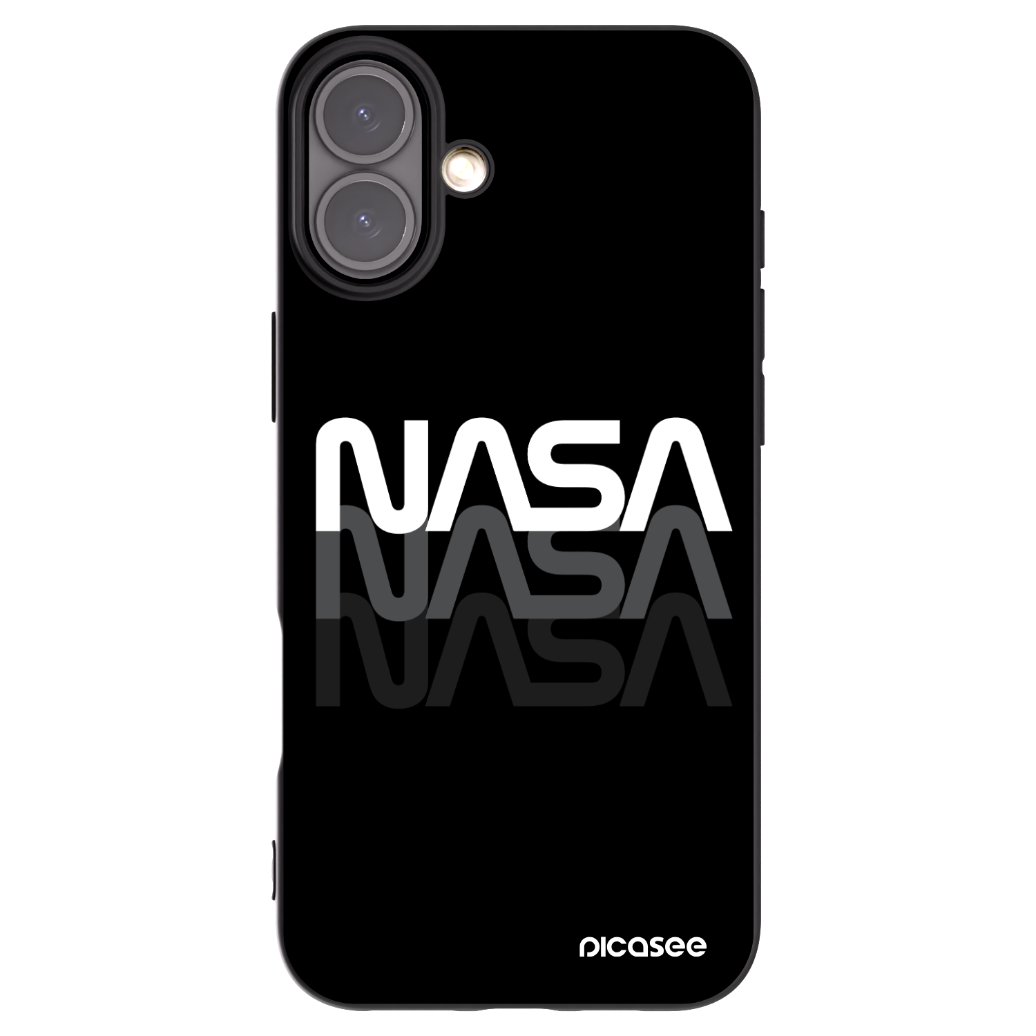Picasee Apple iPhone 16 Plus Hülle - Schwarzes Silikon - NASA Triple