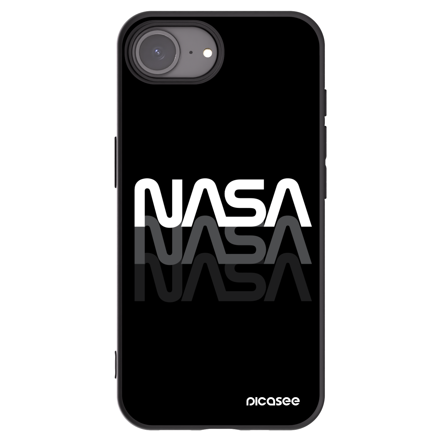 Picasee Apple iPhone 16e Hülle - Schwarzes Silikon - NASA Triple