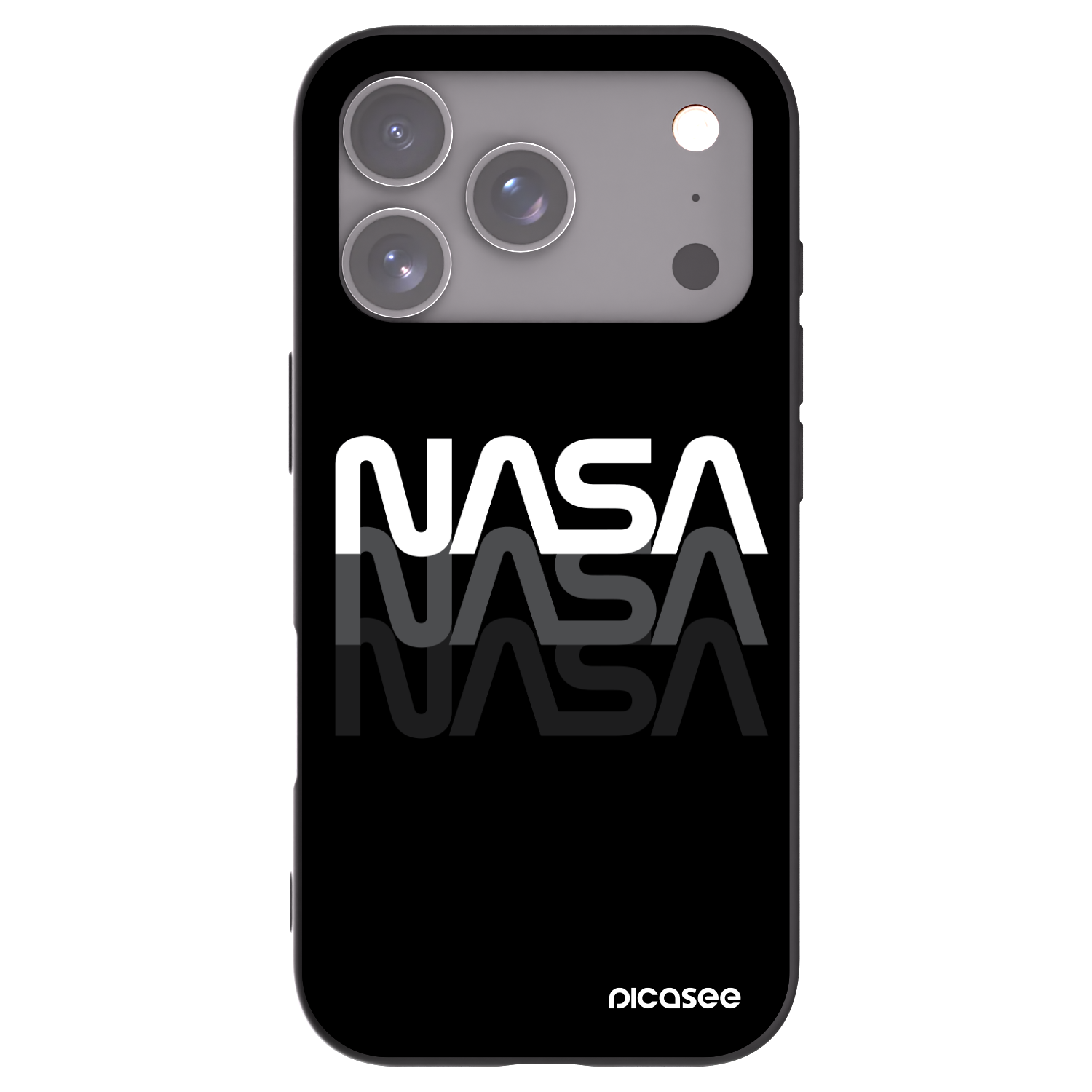 Picasee Apple iPhone 17 Pro Hülle - Schwarzes Silikon - NASA Triple