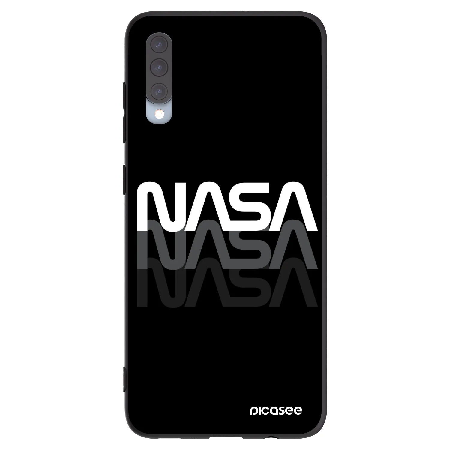 Picasee Samsung Galaxy A70 A705F Hülle - Schwarzes Silikon - NASA Triple