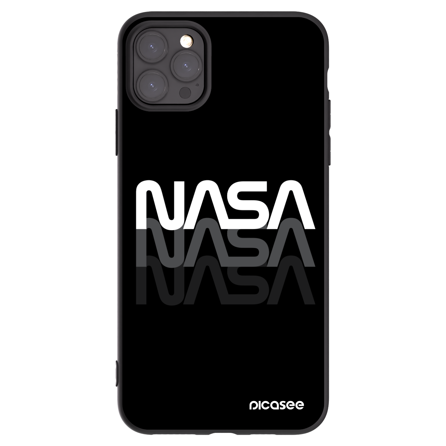 Picasee Apple iPhone 11 Pro Max Hülle - Schwarzes Silikon - NASA Triple