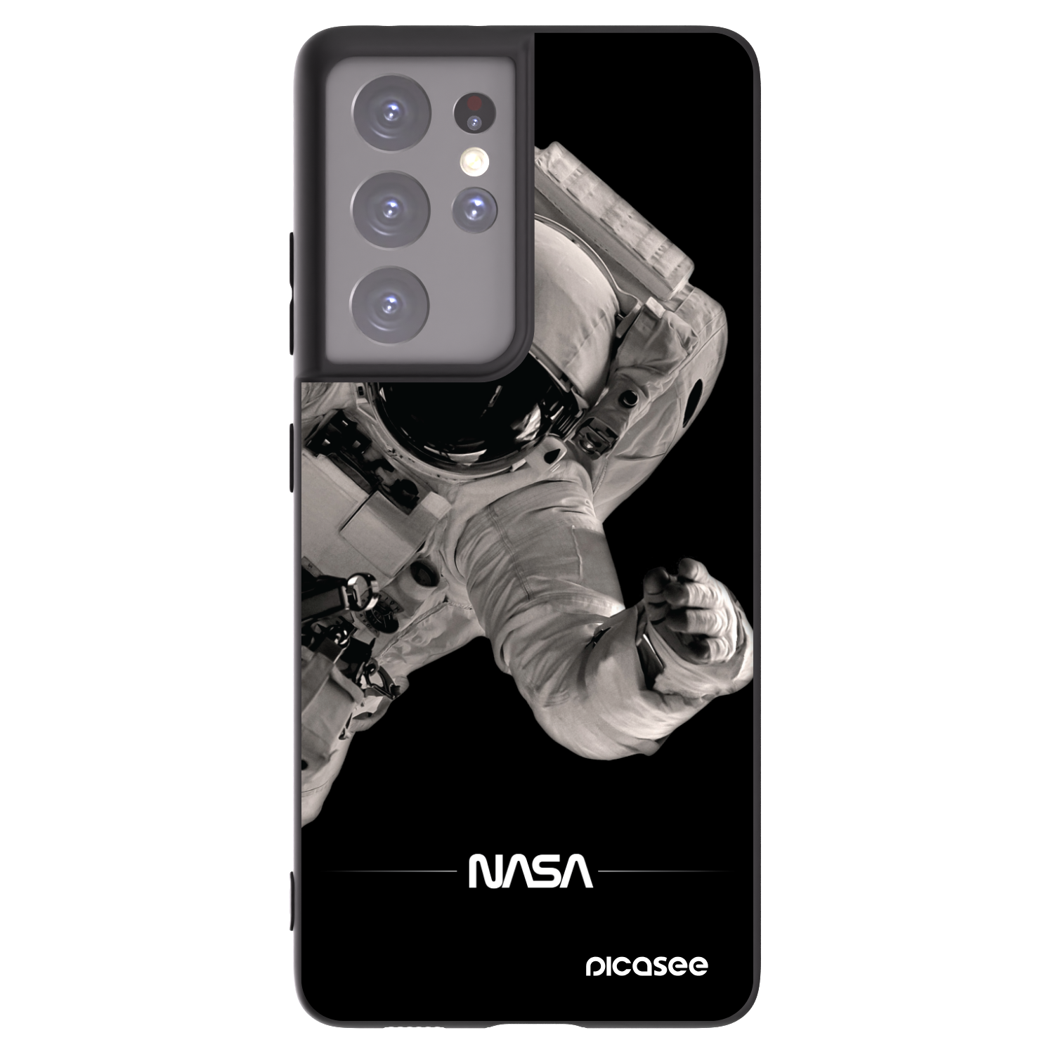 Picasee Samsung Galaxy S21 Ultra 5G G998B Hülle - Schwarzes Silikon - Astronaut Big