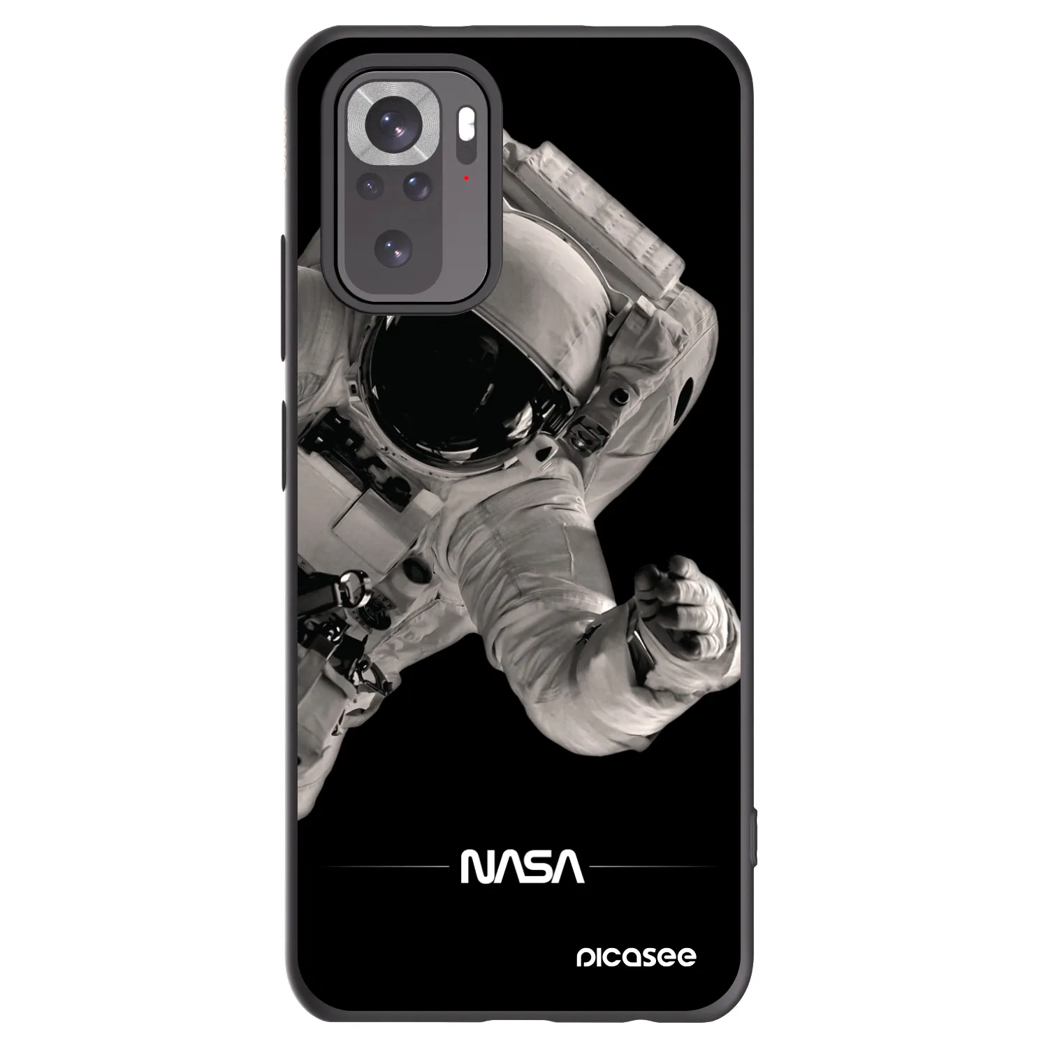 Picasee Xiaomi Redmi Note 10 Hülle - Schwarzes Silikon - Astronaut Big