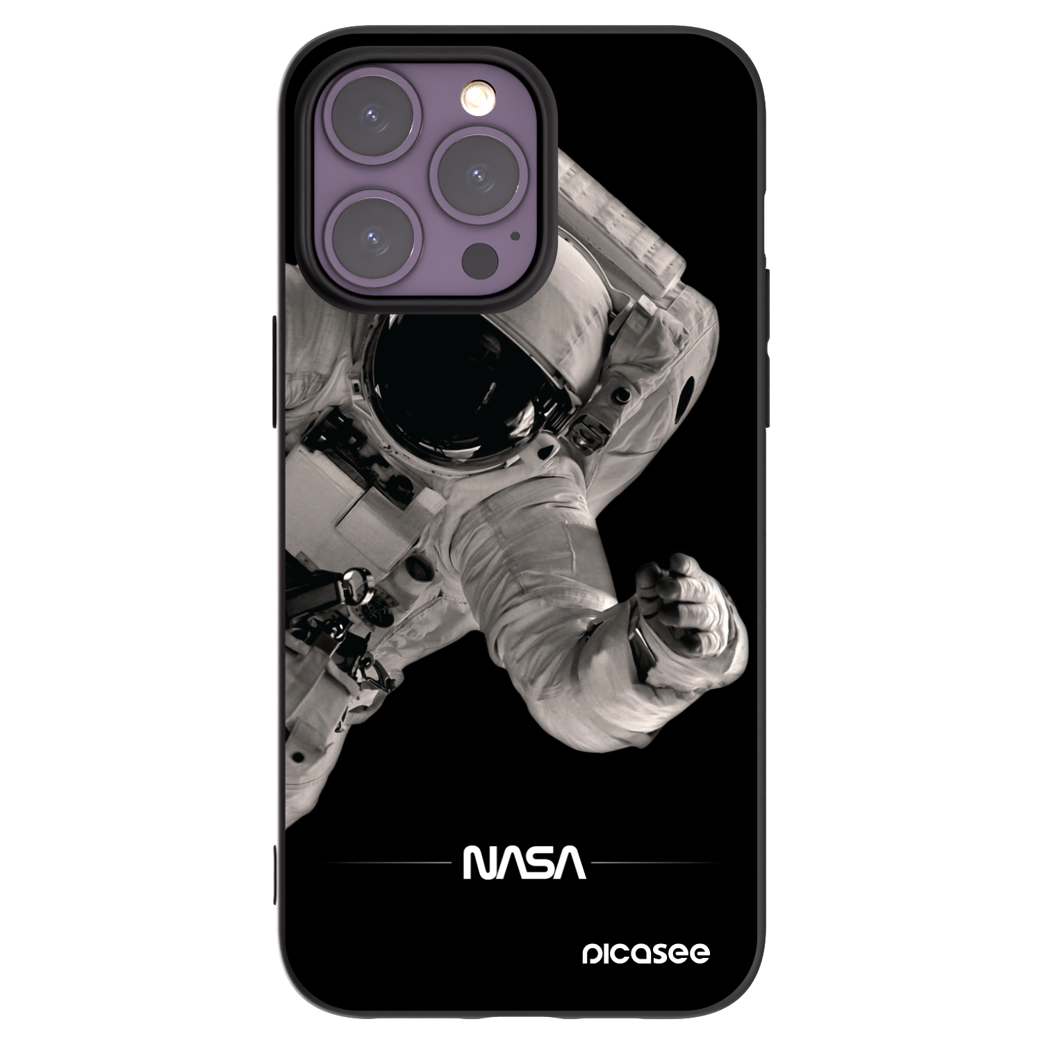 Picasee Apple iPhone 14 Pro Max Hülle - Schwarzes Silikon - Astronaut Big