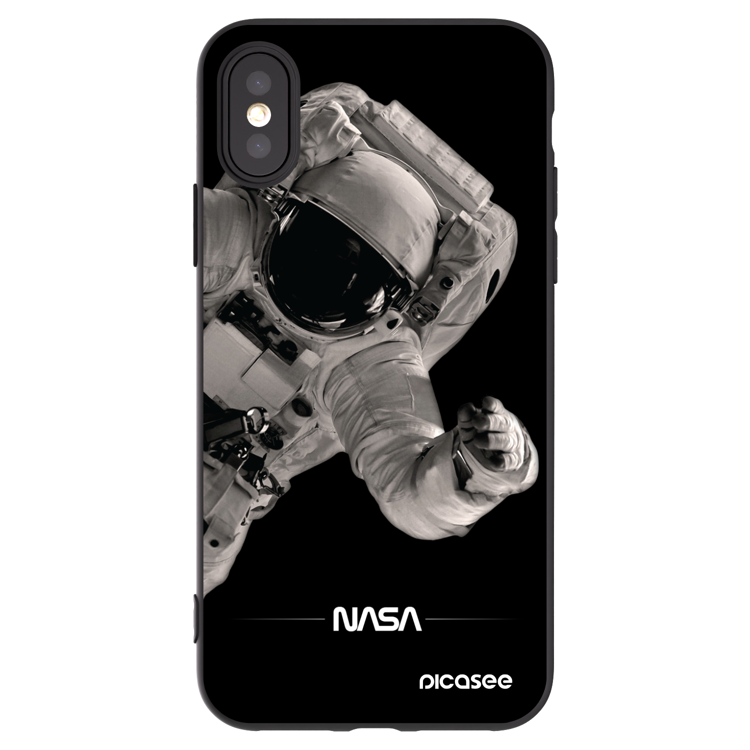 Picasee Apple iPhone X/XS Hülle - Schwarzes Silikon - Astronaut Big