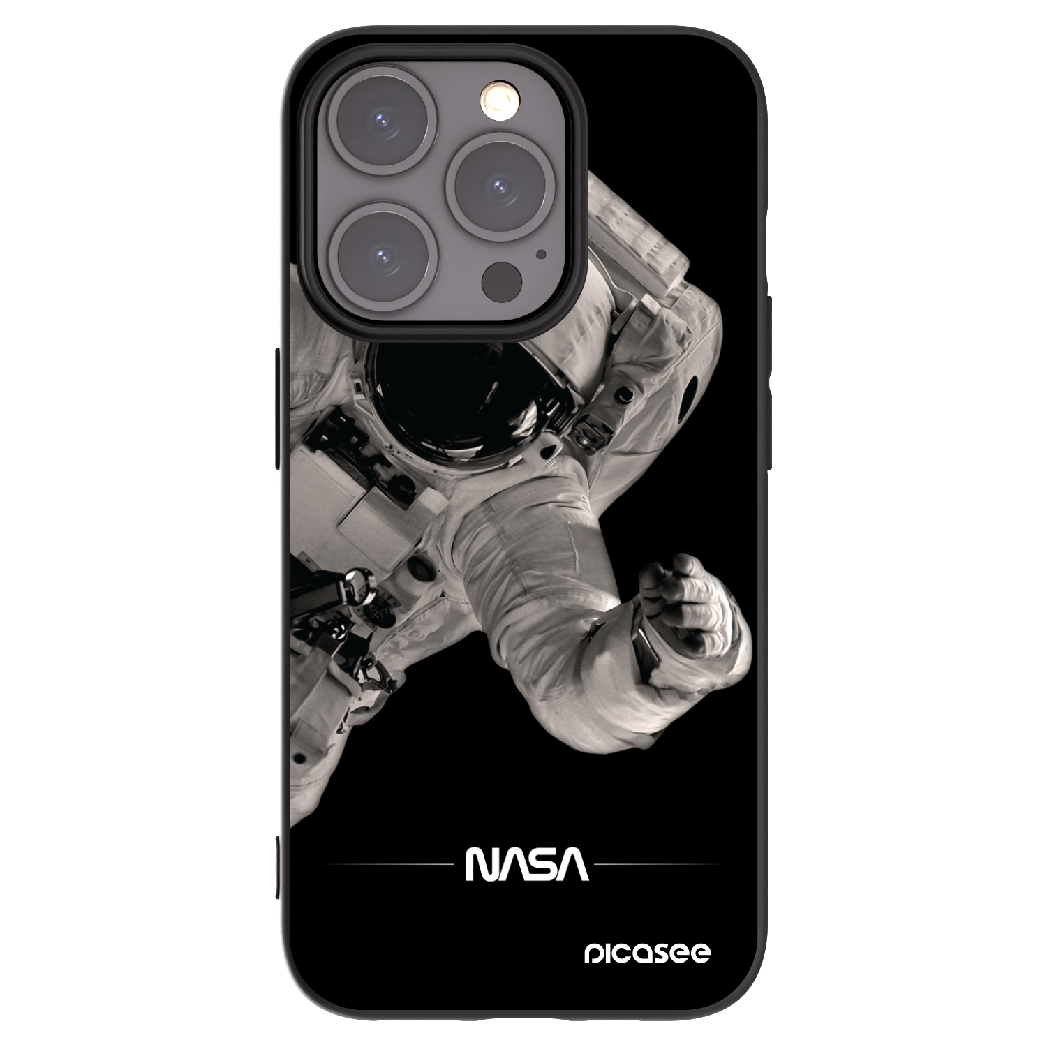 Picasee Apple iPhone 15 Pro Hülle - Schwarzes Silikon - Astronaut Big