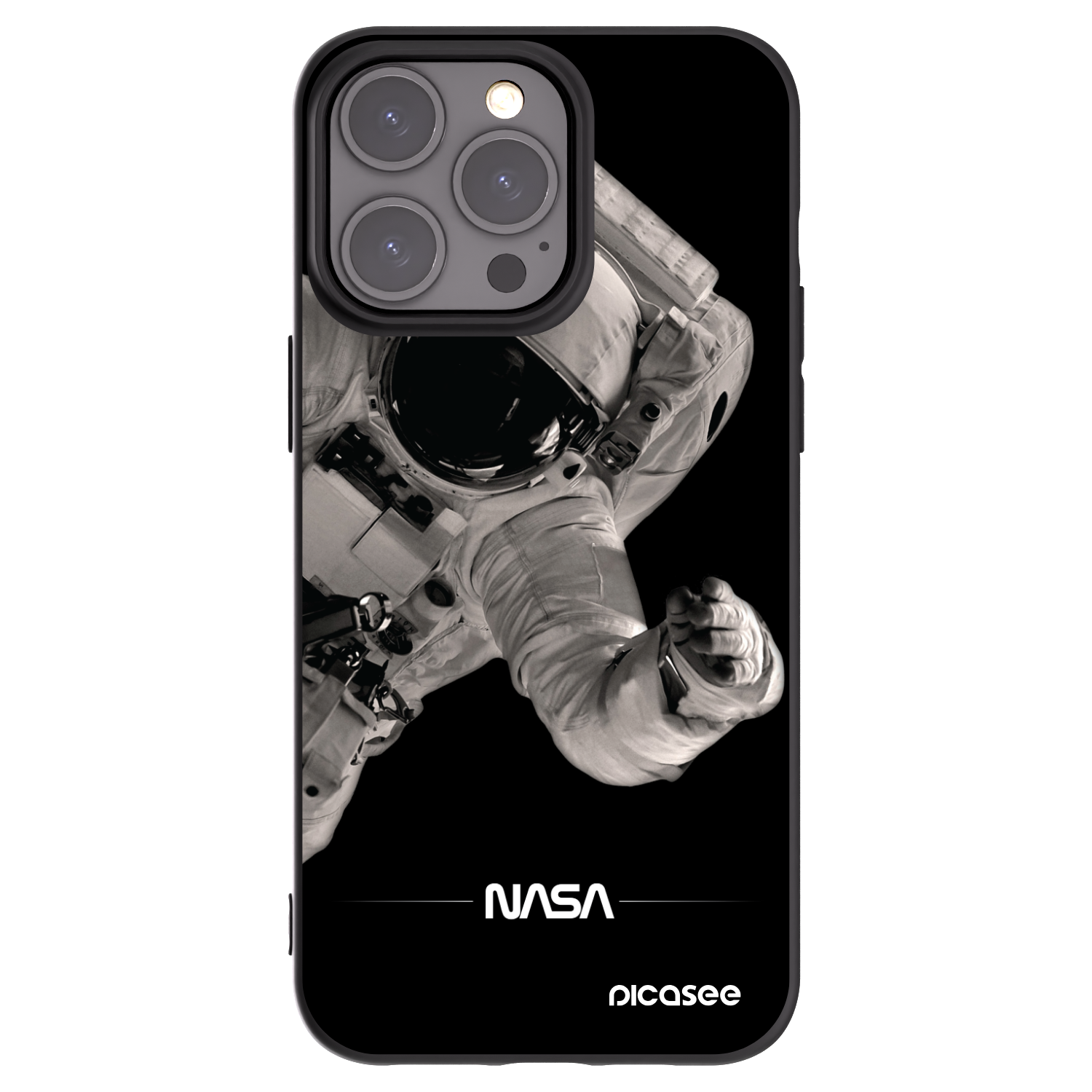Picasee Apple iPhone 15 Pro Max Hülle - Schwarzes Silikon - Astronaut Big