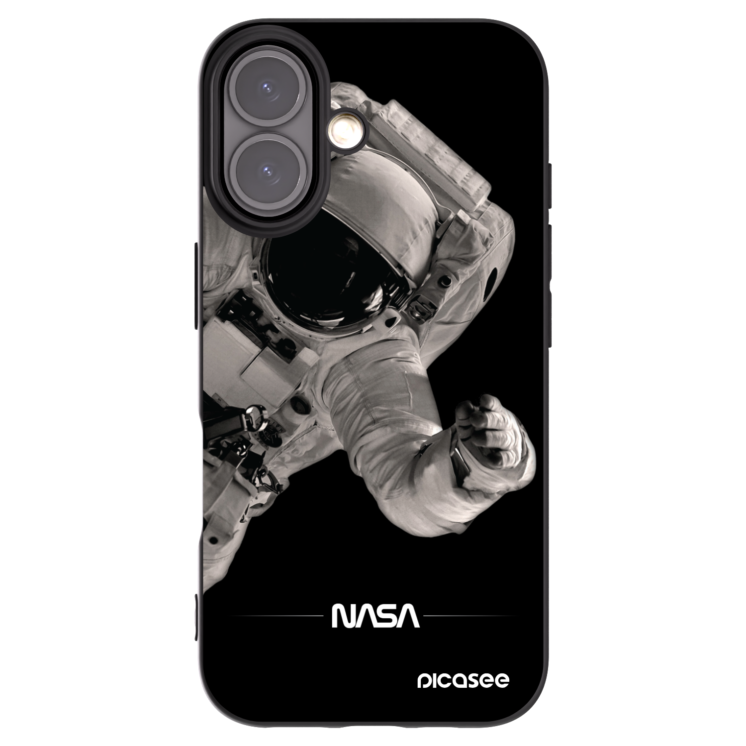 Picasee Apple iPhone 16 Hülle - Schwarzes Silikon - Astronaut Big