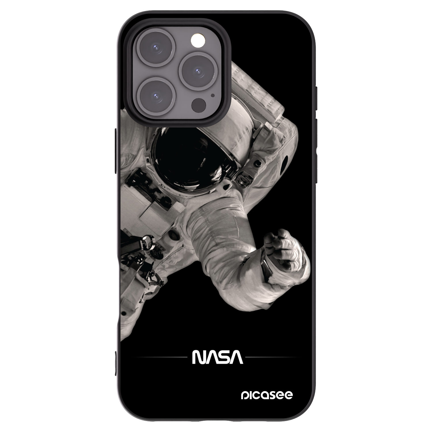 Picasee Apple iPhone 16 Pro Max Hülle - Schwarzes Silikon - Astronaut Big