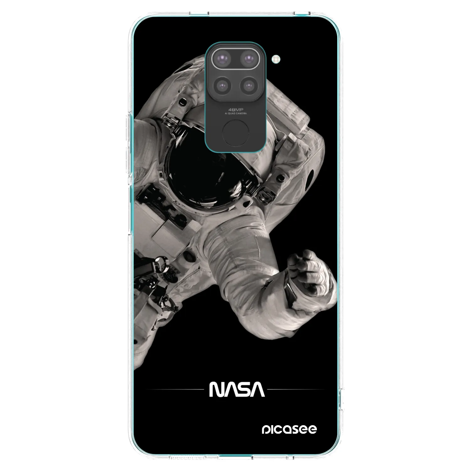 Picasee Xiaomi Redmi Note 9 Hülle - Schwarzes Silikon - Astronaut Big