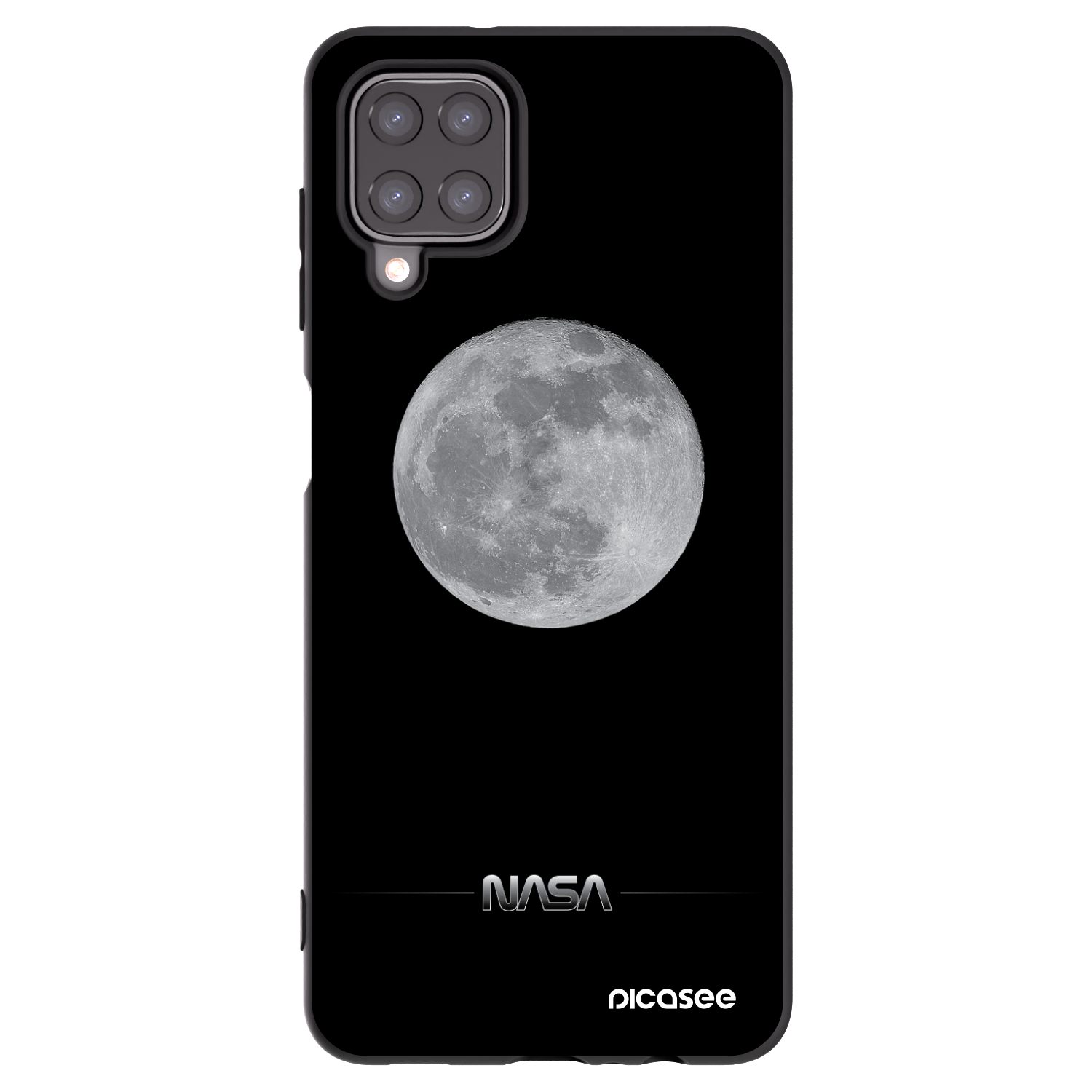 Picasee Samsung Galaxy A12 A125F Hülle - Schwarzes Silikon - Moon Minimal