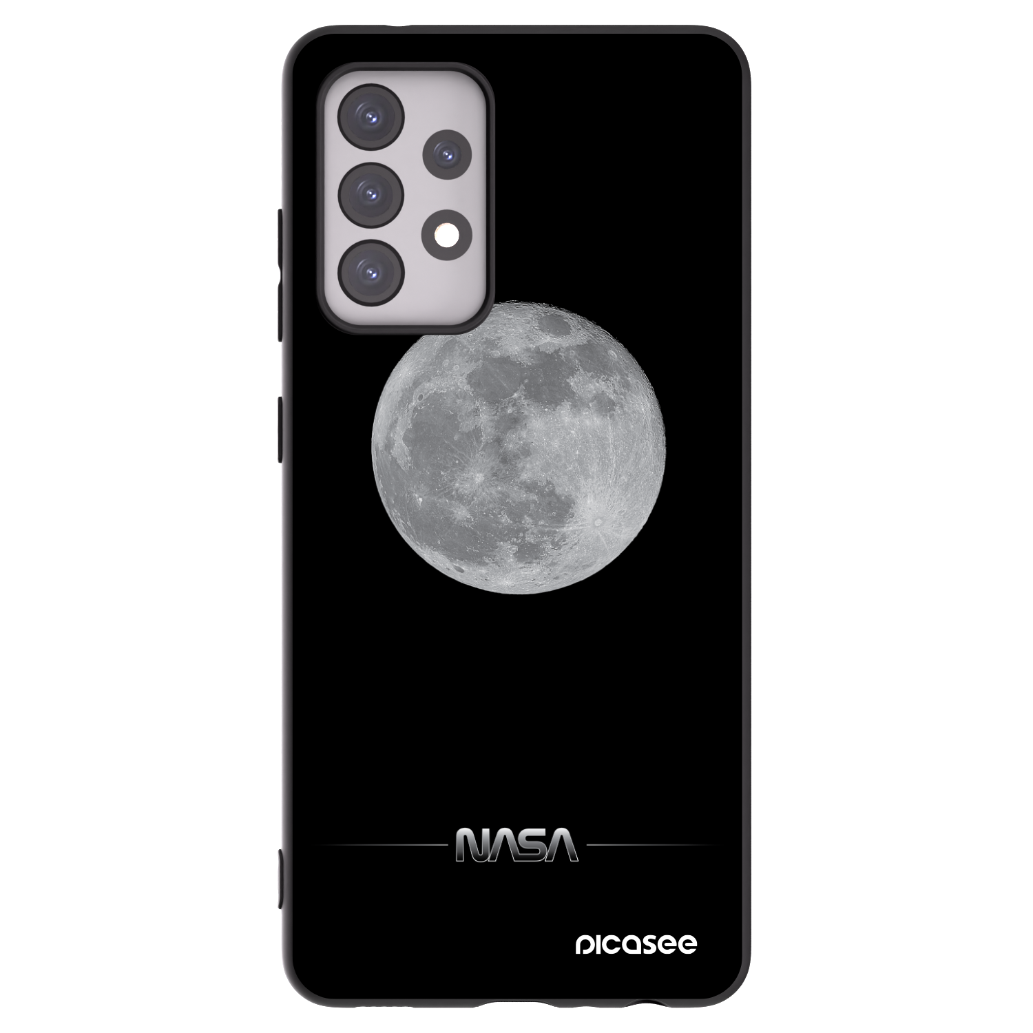 Picasee Samsung Galaxy A52 5G A525F Hülle - Schwarzes Silikon - Moon Minimal