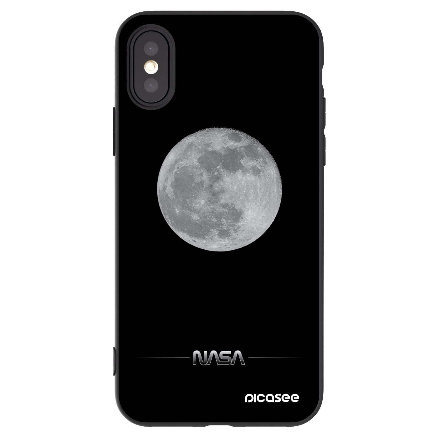 Picasee Apple iPhone X/XS Hülle - Schwarzes Silikon - Moon Minimal