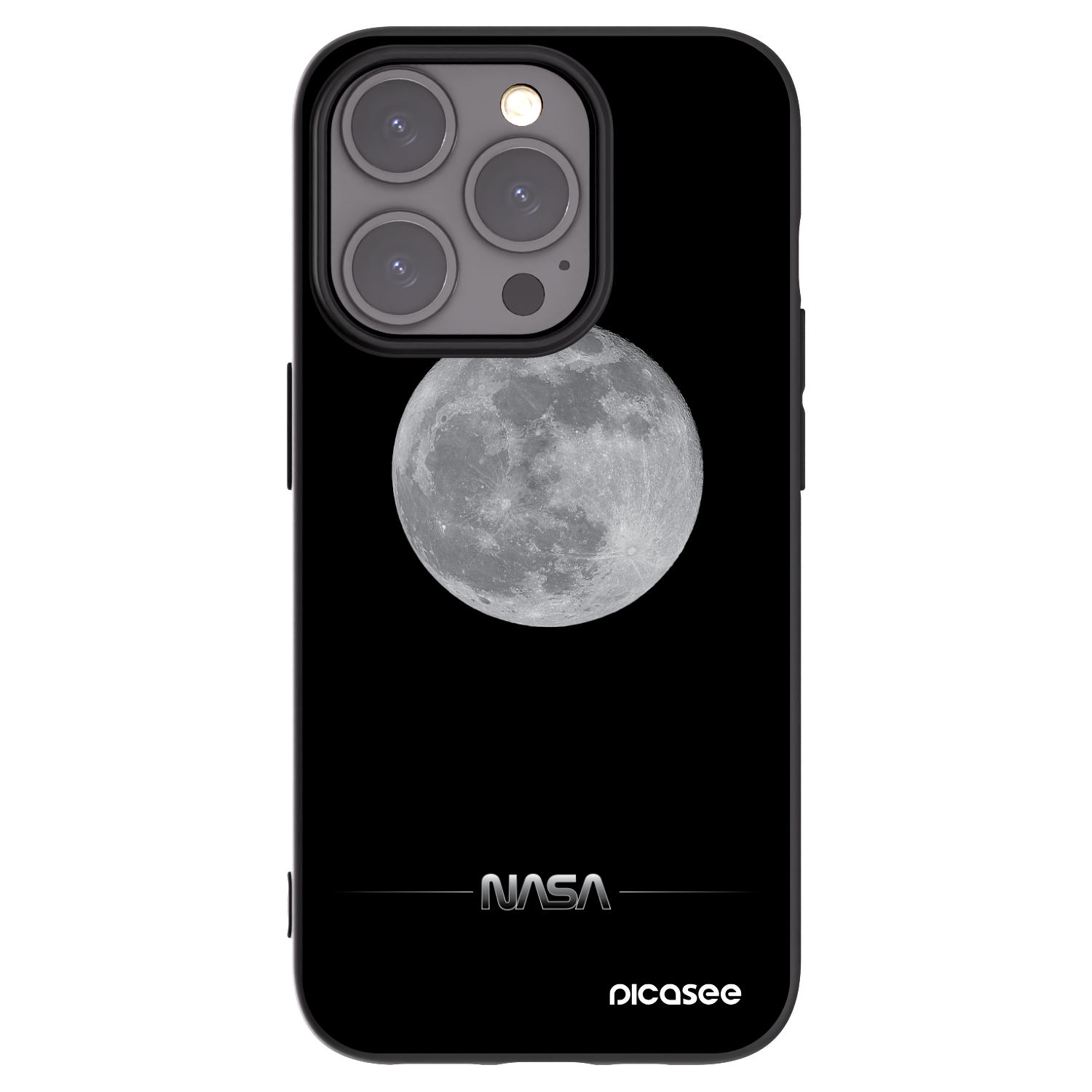 Picasee Apple iPhone 15 Pro Hülle - Schwarzes Silikon - Moon Minimal