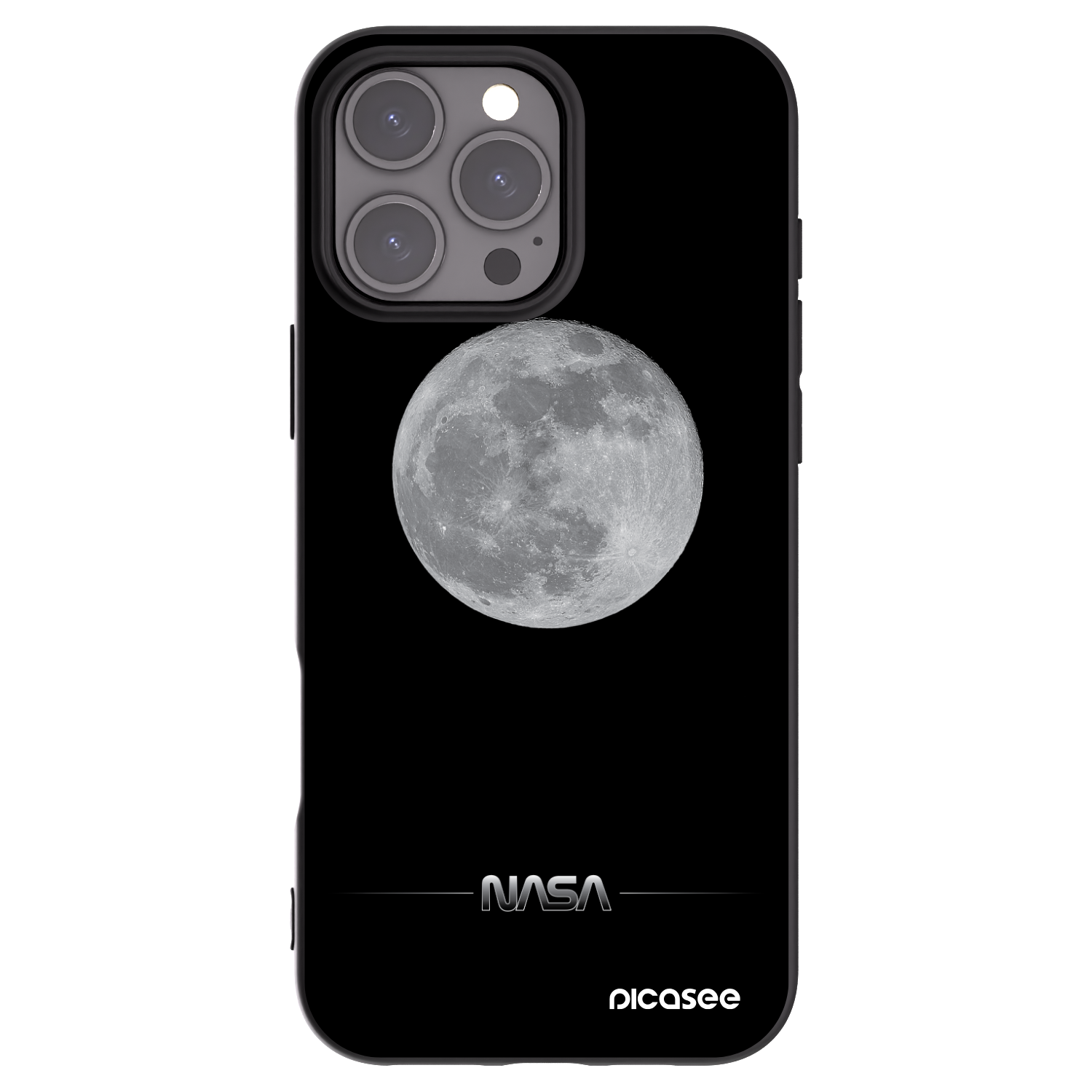 Picasee Apple iPhone 16 Pro Max Hülle - Schwarzes Silikon - Moon Minimal