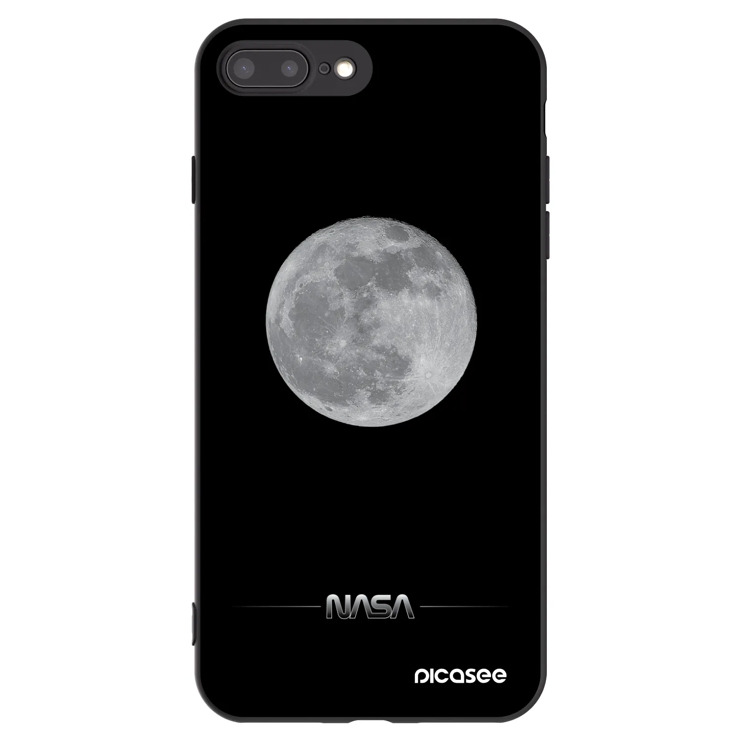 Picasee Apple iPhone 8 Plus Hülle - Schwarzes Silikon - Moon Minimal