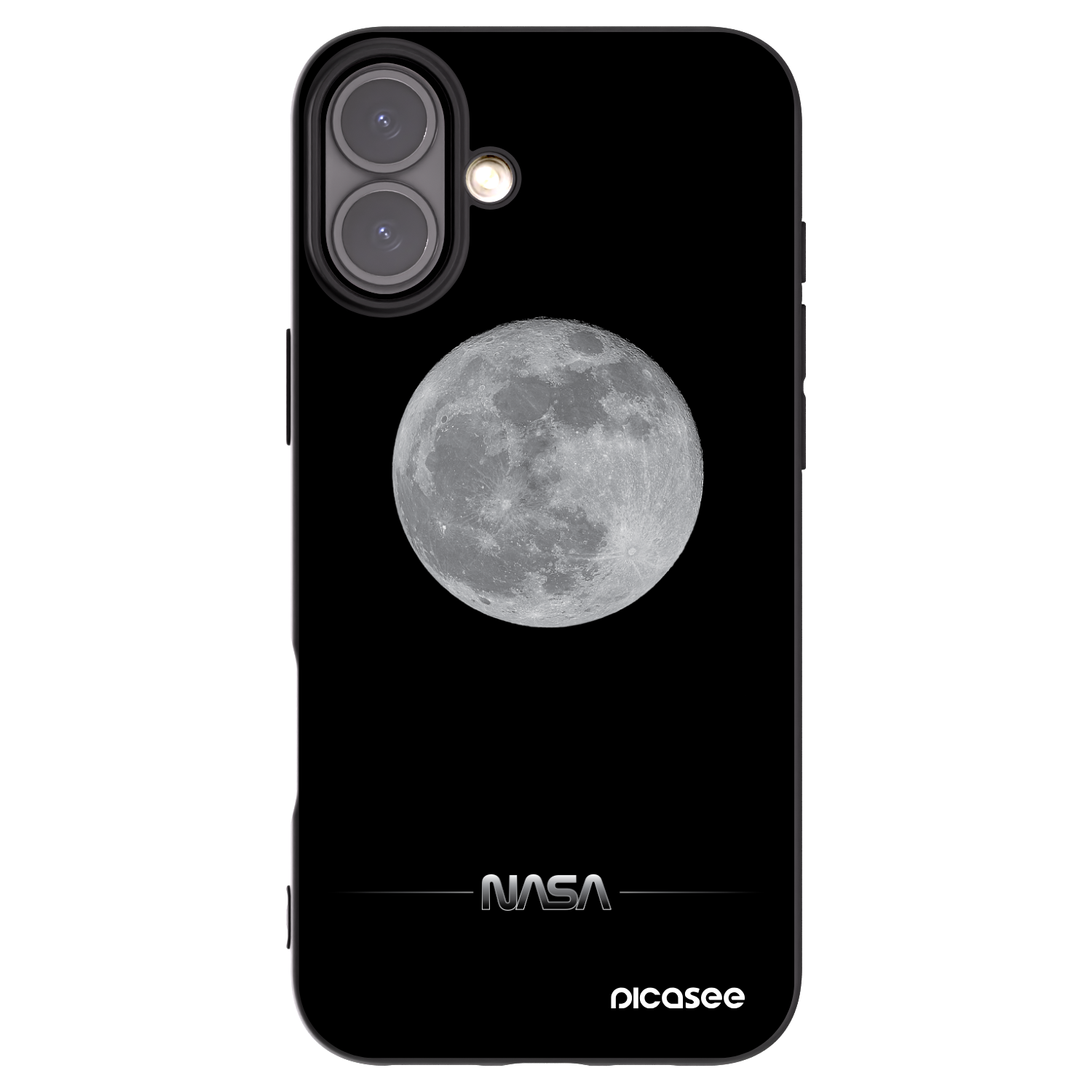 Picasee Apple iPhone 16 Plus Hülle - Schwarzes Silikon - Moon Minimal