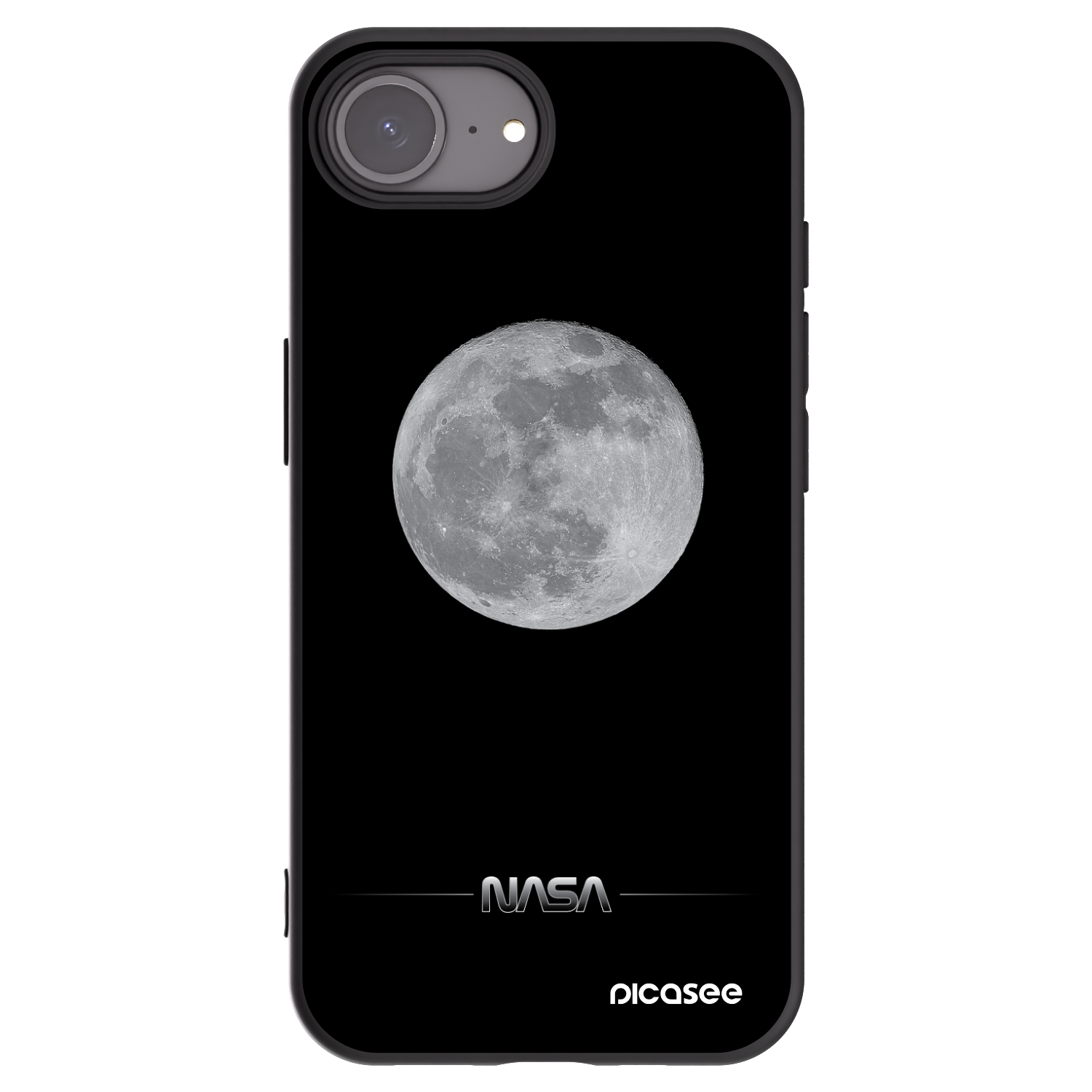 Picasee Apple iPhone 16e Hülle - Schwarzes Silikon - Moon Minimal