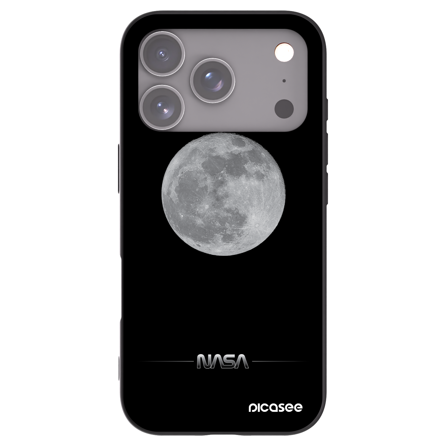 Picasee Apple iPhone 17 Pro Hülle - Schwarzes Silikon - Moon Minimal