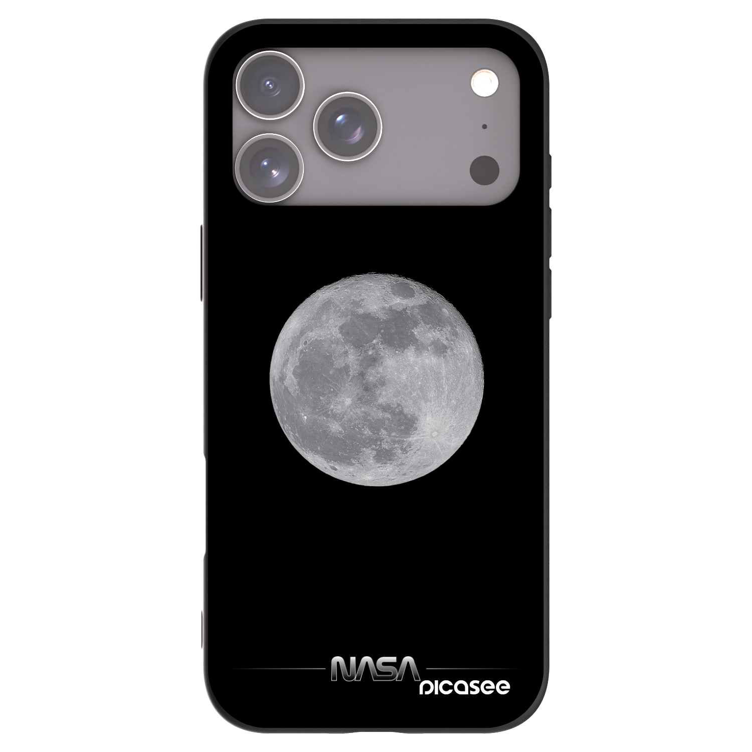 Picasee Apple iPhone 17 Pro Max Hülle - Schwarzes Silikon - Moon Minimal