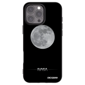Picasee Apple iPhone 16 Pro Max Hülle - Schwarzes Silikon - Moon Minimal