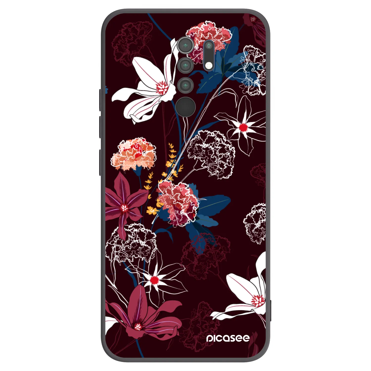 Picasee Xiaomi Redmi 9 Hülle - Schwarzes Silikon - Dark Meadow